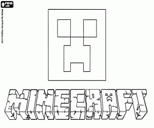 Logo of Minecraft and a Creeper coloring page printable game