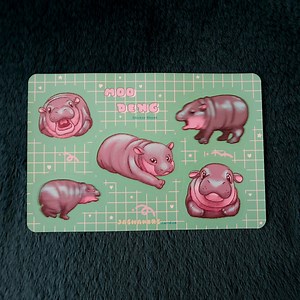 Vinyl Moo-deng Pygmy Hippo Sticker Sheet - Etsy