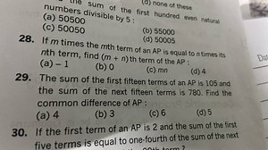 The sum of the first fifteen terms of an AP is 105 and the sum ... | Filo