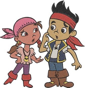 Jake and Izzy Pirate Adventure Kids Embroidery Designs - Instant Download