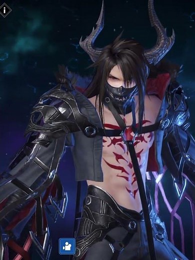 Vincent Valentine in Galian Beast Mantle in Ever Crisis, complete with slut-instruction signs