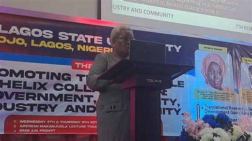 1.2K views · 49 reactions | Professor Grace O. Alufohai, Professor of Agricultural Economics, Babcock University, Ilishan, Ogun State, delivering her lecture titled: Strengthening Sustainable Agriculture, Food Security and Agro-Innovation in Nigeria on the Day 2 of the 7th LASU Research and Innovation Fair, on Wednesday.. | Lagos State University | Facebook