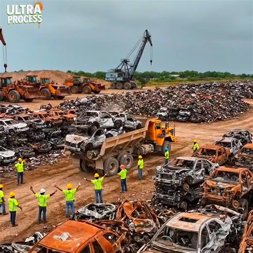 Old Cars to Steel Beams Heavy Recycling Industry #oldcar #recycling #viralvideo #uk #usa