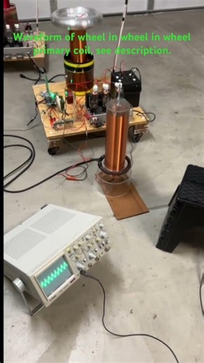 Waveform of Wheel in Wheel in Wheel Primary coil Connected to Vacuum Tube Tesla Coil Driver.