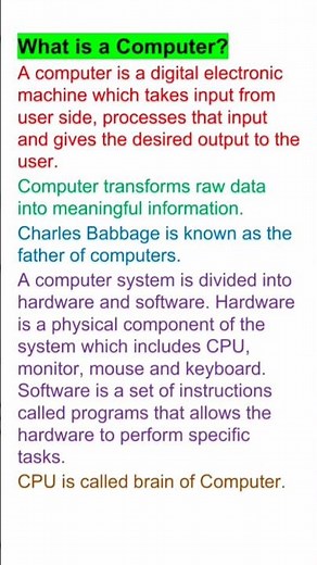 What is a Computer | Basic Computer Knowledge Part 1 #computer #basics #notes