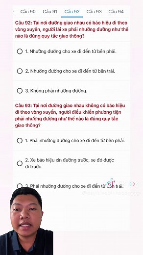 Câu điểm liệt 92 và 93 trong bằng lái B2