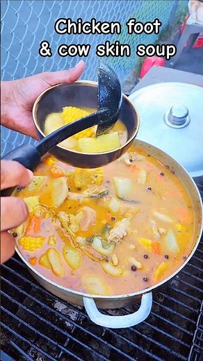 Chicken Foot & Cow Skin Soup 🇯🇲🔥 Authentic Jamaican Outdoor Cooking!