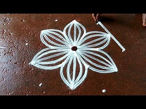 Aadi 18 simple flowers kolam🌹/5*3aadivelli traditional kaavi kolam🌹/aadiperuku kolam🌹/super rangoli