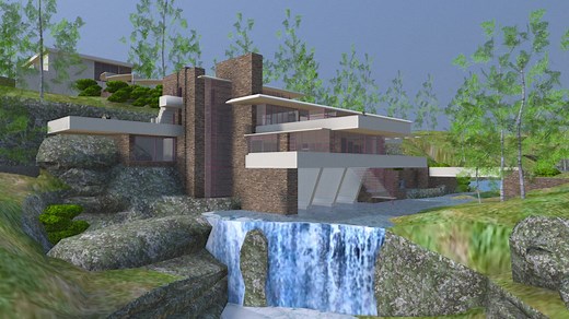 Fallingwater by Frank Lloyd Wright - 3D model by Myles Zhang (@mdzhang)