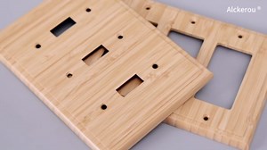 4PC Solid Wood Hole Outlet Light Switch Plate 4.8" X 3.14" Double Outlet Covers Bamboo Light Switch Cover Quality Raw Wooden Light Switch Cover Decorative Wall Plate Outlet Plate