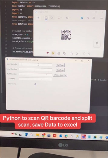 Python: The Ultimate Tool for Scanning Project. Scan QR code or 2D barcode, Split scanned string and save it to excel. Inventory or cycle count.#learnpythonprogramming #pythonprogramming #AI #datascience #codepython #techtips #fyp #tectok