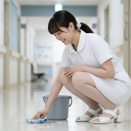 廊下が汚れたらすぐに対応する看護師さんの フェイク動画#AI ナース