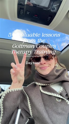 Officially trained on the Gottman Method!! Just wrapped up the Gottman Couple’s Therapy training & took so many notes I couldn’t even type fast enough. Here are 5 lessons I took away from day 2 (plus 10000 more that won’t fit in one video!) 😍 #gottman #gottmantherapy #couple #relationships