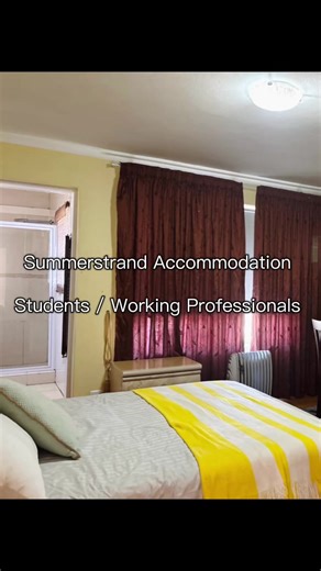 Summerstrand Accommodation in Gqeberha (Port Elizabeth): 3 bedrooms available Now 2 En Suite rooms with private sink, toilet & shower 1 single room (with 2 single beds, you have the option of putting the two beds together) R4200 rent R4000 deposit WiFi included Water included in rent DSTV Available Prepaid Electricity (R300 per month) Background checks will be conducted Suitable for 2nd year students and upwards and working professionals. Send a DM for the application process 🙂 #studentaccommod