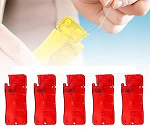 Auto Needle Threaders for Hand Sewing, 2024 New Upgraded Easy to Use Self Threading Needles for Hand Sewing Guide DIY Apparel Plastic Threader for Hand Stitching, Sewing Machine (Red*5PCs)