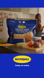 You hear that? That’s the sound of stress-free hosting. Introducing Butterball’s ✨NEW✨ Cook from Frozen Premium Whole Turkey — no prep, no stress, no mess. It’s the easiest way to put smiles on faces around the Thanksgiving table. | Butterball