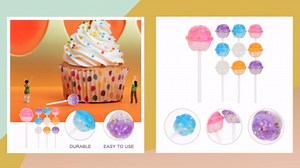 EXCEART 10Pcs Resin Fake Lollipop Ornaments Glitter Candy Cane Decorations for Home Party Holiday Photo Props 2.51In