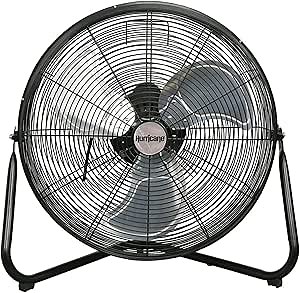 Hurricane Pro Series, 20 Inch High Velocity Heavy Duty Metal Orbital Floor Fan with 3 Adjustable Speed Settings and 360 Degree Oscillation, Black