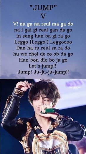 "JUMP" Song - V Part (Lyrics) #bts #taehyung #btsarmy #shorts