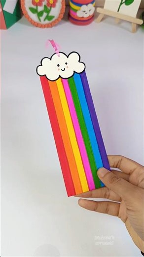 Diy Rainbow bookmark 🔖🌈#shorts #diy #artandcraft #bookmark #rainbow #mohonasartworld #youtubeshorts
