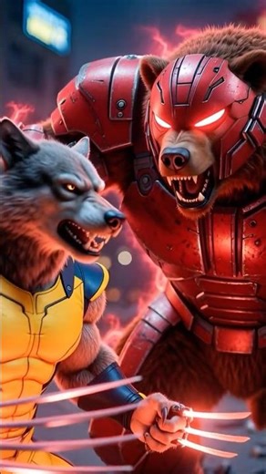 ¡LOBO WOLVERINE VS OSO JUGGERNAUT: LA CARGA IMPARABLE SE VUELVE EN CONTRA 😂🦴🐺🐻 #viral #marvel