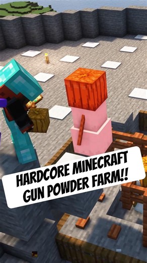 Building a Gun Powder Farm In Hardcore Minecraft World - Java #short #minecraft #shortsfeed