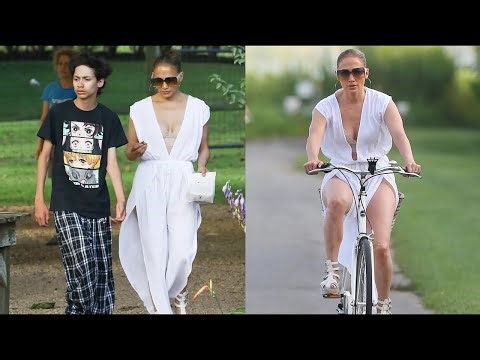 Jennifer Lopez With Her Son Max On A Bike Ride In The Hamptons