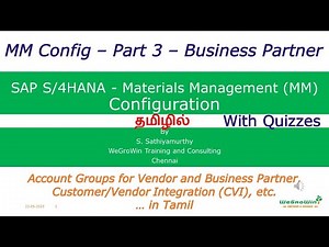 SAP MM Tamil Configuration Part 3 –Business Partner (S/4HANA -Materials Management P2P) 02-46