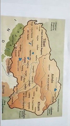 Map of Tibet Plateau (China)