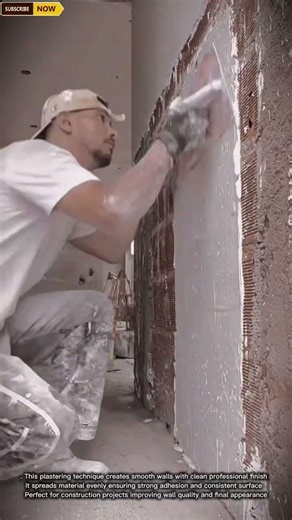 Smooth & Efficient Wall Plastering Technique for Finishing and Leveling Surfaces in Construction