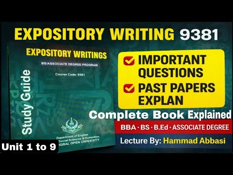 Expository Writing 9381 Complete Book Explains | Important Questions | Past Papers | AIOU