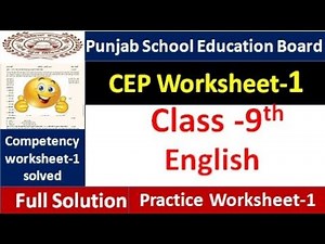 Class 9th English CEP worksheet 1 fully solved । 9th class cep practice sheet1 #pseb​