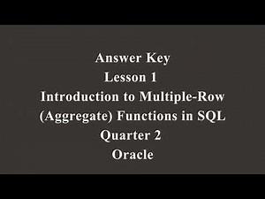 Introduction to Multiple-Row (Aggregate) Functions in SQL | Q2 Oracle L1 P3 | SMILE ROAD