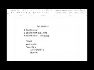 Algorithme ( les boucles ) en darija