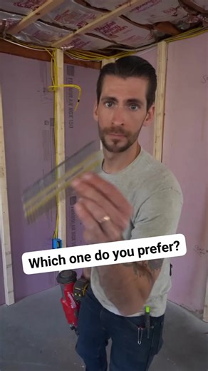 What method do you use to secure up ceiling strapping for drywall Home improvement project DIY tips and tricks #carpentrytips #howto #deck #sponsored #carpentry #fyp #diy #shorts #diyprojects #construction #fblifestyle #tipsandtricks #DIY #hacks #HomeImprovement #house #tools #contractor #builder | Excellent Laborer