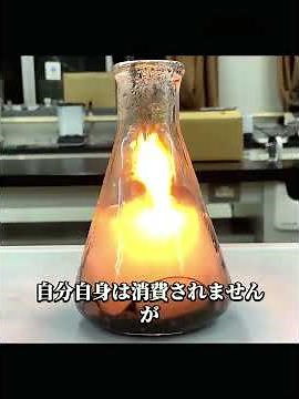 二酸化マンガンを触媒とした過酸化水素水による酸素発生法。化学反応式を覚えていますか？