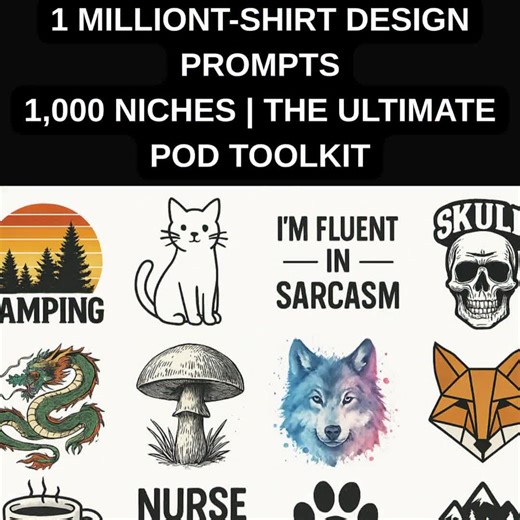 1 Million T-shirt Design Prompts, POD Niche Themes (excel Template) - Etsy