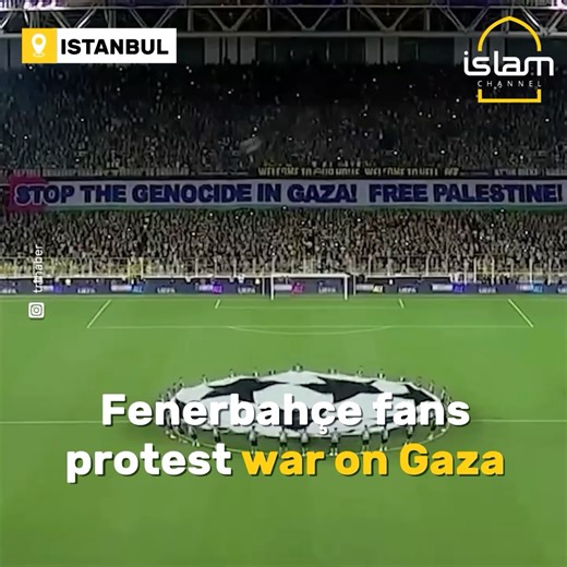 Turkish Fenerbahçe fans raised a banner denouncing the war in Gaza during their Champions League qualifier against Portuguese side Benfica, expressing solidarity with the Palestinian people. Fund honest independent Muslim journalism: https://support.islamchannel.tv | Islam Channel