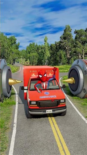 Strange Buses vs Police Car & Ambulance Hydraulic Drill Crush in BeamNG.drive