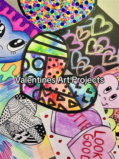 Hey elementary art teachers!! Here are some cutie valentines art projects 💘 #artteachersoftiktok #valentinesday #valentines #artproject #fyp