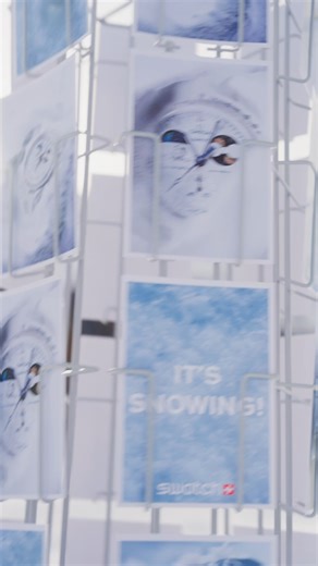 It’s still snowing in Switzerland! Which means that in every Swatch store featuring the Bioceramic Moon Swatch Collection you can now find MISSION TO EARTHPHASE – MOONSHINE GOLD Cold Moon. #MoonSwatch #OMEGAxSwatch #Swatch. | Swatch