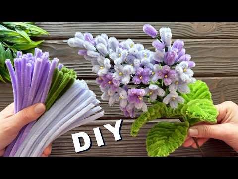 Easy Idea! How to Make Lilac Flower from Chenille Stems DIY Pipe Cleaner Flowers
