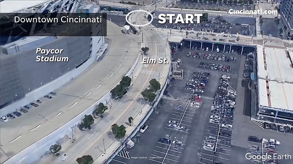 Fly the Cincinnati Flying Pig Marathon route in 7 minutes