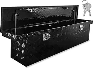 Truck Truck Tool Box Aluminum Heavy Duty Trailer Tool Underbody Box, Waterproof for Pick Up Truck Bed, RV Trailer with Keys, 60" X 12" X 14"