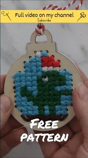 Stitch a Dino-Mite Christmas! 🦖 DIY Wooden Cross Stitch Ornament (Free Pattern!)