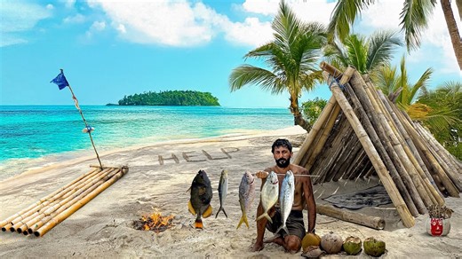 7 Days Solo Survival on Shipwreck Island 🏝️🔥 (NO FOOD, NO WATER, NO SHELTER) Catch & Cook - Bushcraft #bushcraft #build #camp #camping #survival #shelter #wildlife #outdoorstyle | Armani Aufderhar