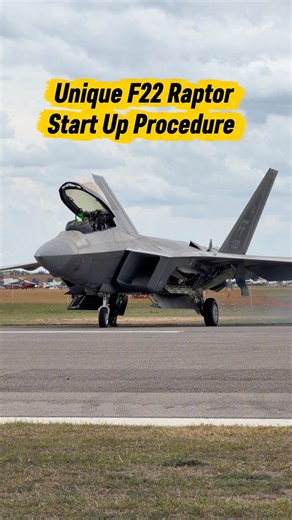 UNIQUE start-up procedure F-22 raptor fighter jet. #aviation #Besnappy #f22 #fighterjet #pilot