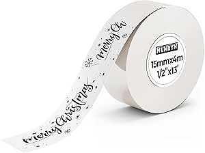 MUNBYN Label Maker Continuous Label Tape Long Sticker Thermal Paper Self-Adhesive Label Tape 15mm x 4m Compatible Bear/Penguin Label Maker for Home School Office(Transparent)