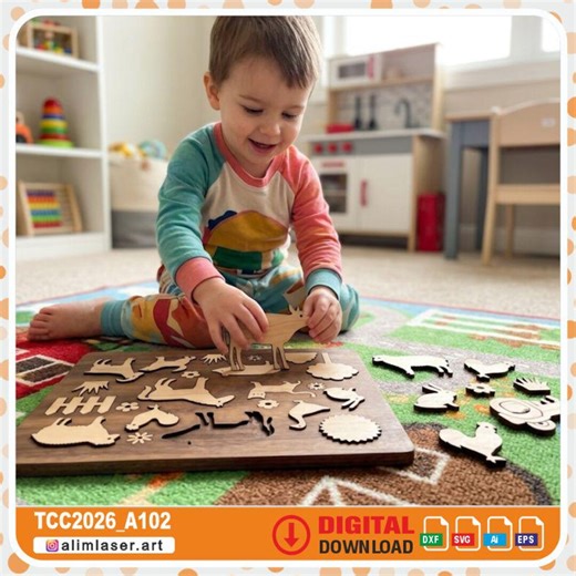 Wooden Farm Animal Puzzle SVG, Laser Cut Toddler Toy DXF (digital Download) - Etsy