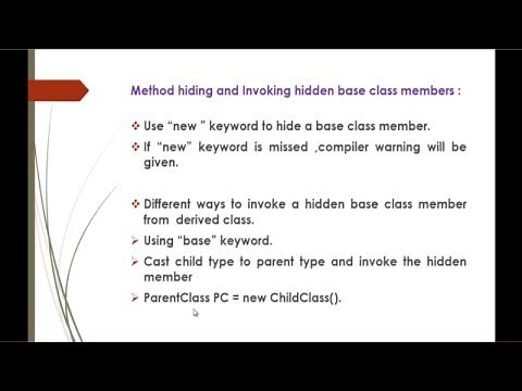 C# Beginner to advanced - Lesson 20 - Method hiding